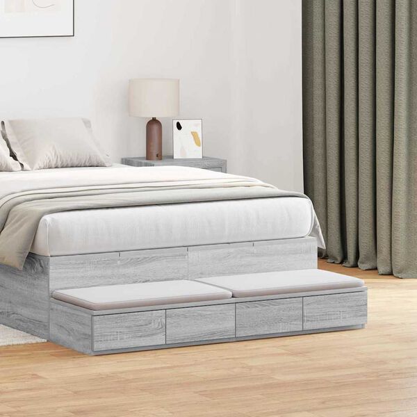vidaXL Bed Drawers Grey Sonoma 47.24 x 14.37 x 6.50 in Engineered Wood