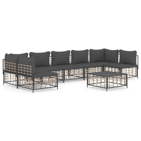 vidaXL Garden Lounge Set Anthracite Poly rattan Large Modular