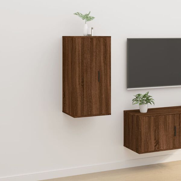 vidaXL Wall Mounted TV Cabinet Brown oak Engineered wood Medium