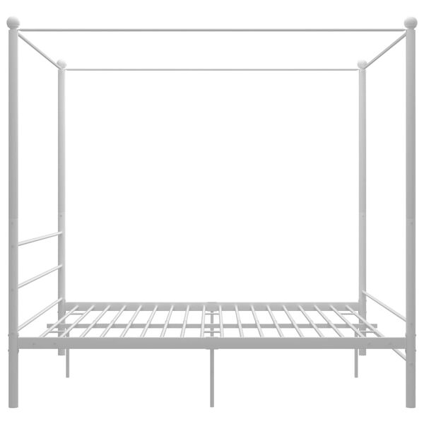 vidaXL Bed Frame White Powder-coated metal 78.7x78.7 in Durable