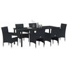 vidaXL Garden Dining Set with Cushion 7 pcs Black Poly Rattan