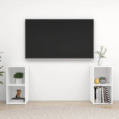 vidaXL TV Stands 2 pcs High Gloss White 28.3"x13.8"x14.4" Engineered Wood