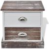 vidaXL Bedside Cabinet Set of 2 Brown and White Paulownia Wood and Plywood