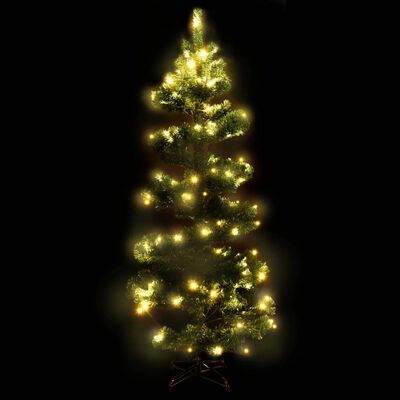 vidaXL Swirl Pre-lit Christmas Tree with Stand Green 6 ft PVC