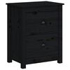 vidaXL Bedside Cabinet Set of 2 Black Solid pine wood 19.7x13.8x24.2 in