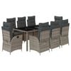vidaXL Garden Dining Set Grey PE rattan Large Height-Adjustable