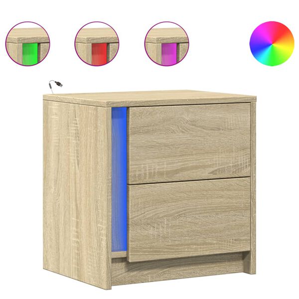 vidaXL Bedside Cabinet Sonoma Oak Engineered wood Compact