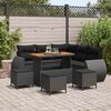 vidaXL Garden Sofa Set Height-Adjustable 9 pcs Black Poly Rattan