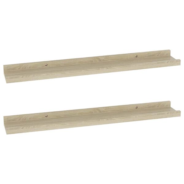vidaXL Wall Shelf Set of 2 Sonoma Oak MDF Wall Mounting Wall Shelf