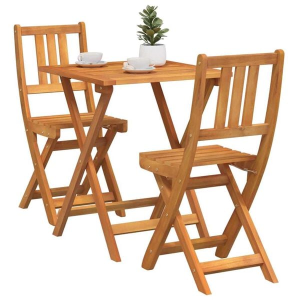 vidaXL Bistro Set Folding 3 pcs Oil Natural Solid Acacia Wood