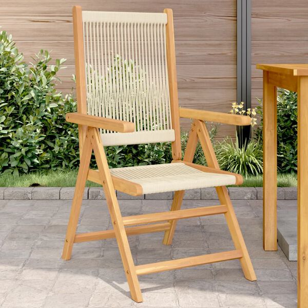 vidaXL Garden Chair Set of 2 Beige Solid acacia wood Foldable