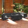 vidaXL Garden Lounge Set Black Solid pinewood, fabric (100% polyester)