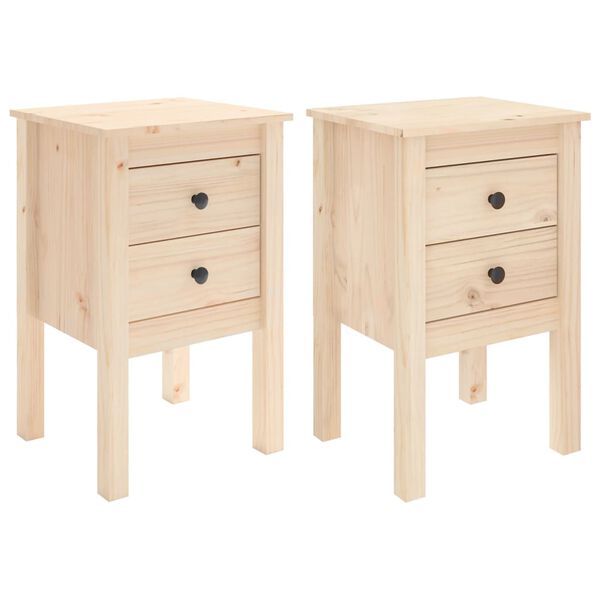 vidaXL Bedside Cabinet Set of 2 Natural wood Solid pine wood
