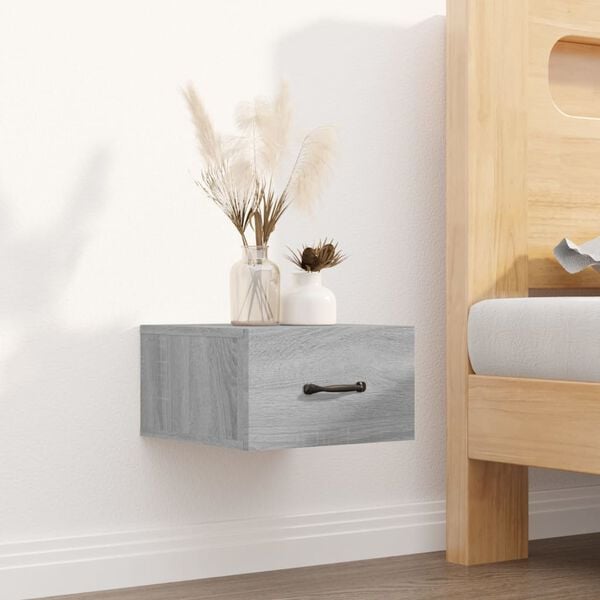vidaXL Wall-mounted Bedside Cabinet Grey Sonoma Engineered wood