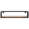 vidaXL Wall Shelf Set of 2 Black and Natural Wood Solid Acacia wood