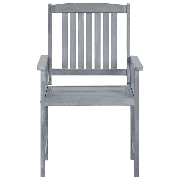 vidaXL Outdoor Chair Set of 2 Grey Solid Acacia Wood Standard Durable