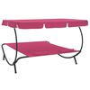 vidaXL Lounge Bed Pink Oxford fabric, Powder-coated steel Double Durable