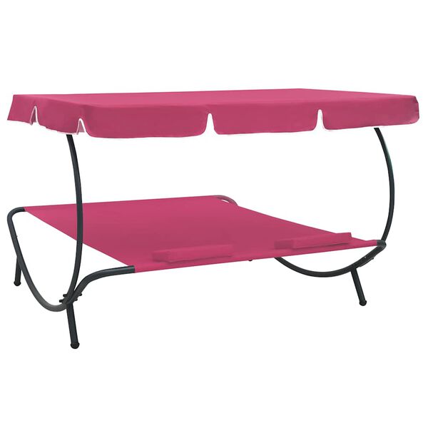 vidaXL Lounge Bed Pink Oxford fabric, Powder-coated steel Double Durable