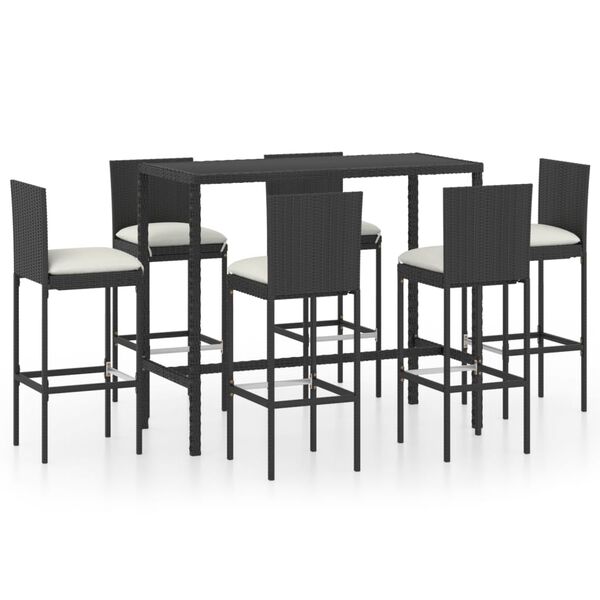 vidaXL Garden Bar Set Black, Cream white