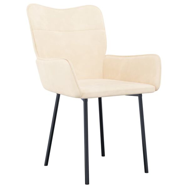 vidaXL Dining Chair Set of 2 Cream Velvet (100% polyester), metal, plywood