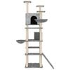 vidaXL Cat Tree Light Grey Engineered Wood, Plush, Sisal Extra Large