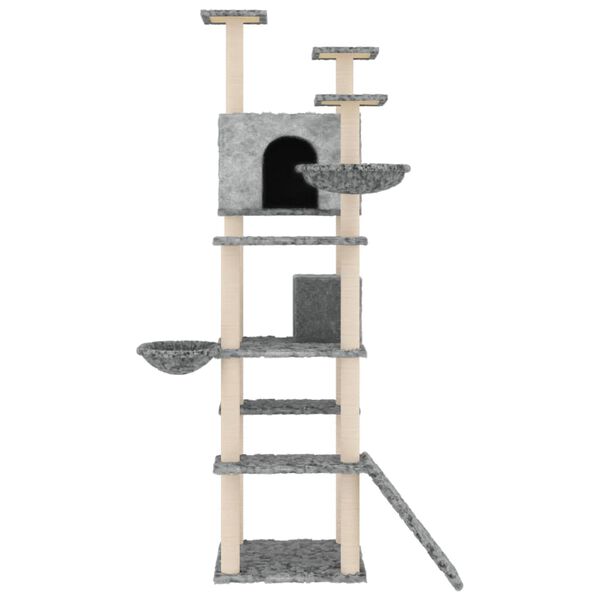 vidaXL Cat Tree Light Grey Engineered Wood, Plush, Sisal Extra Large