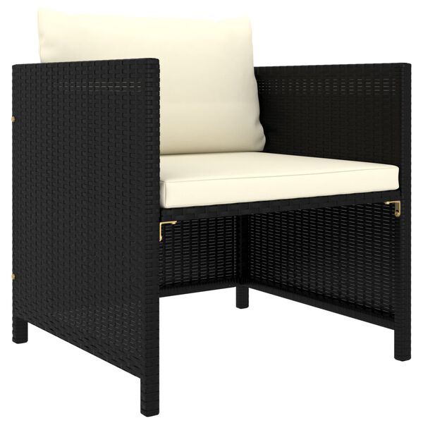vidaXL Garden Sofa Black PE Rattan, steel, polyester 23.6 x 23.6 x 23.6 in