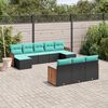 vidaXL Patio Sofa Set Black, Blue