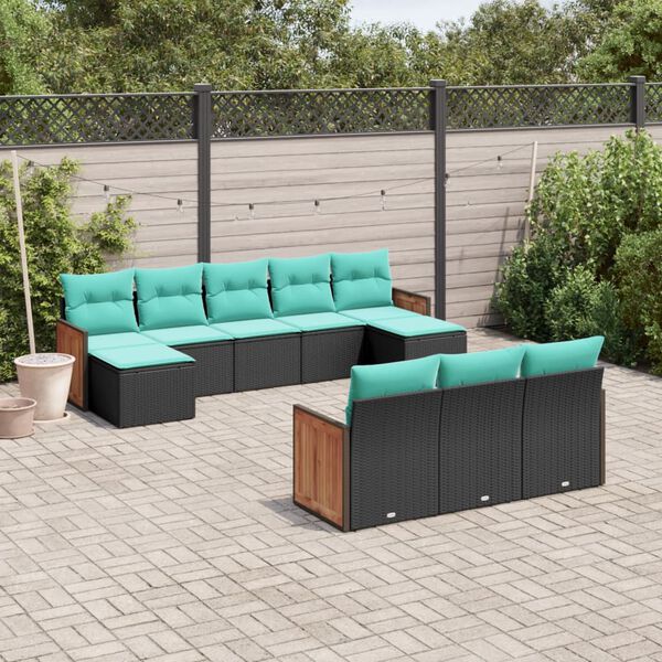 vidaXL Patio Sofa Set Black, Blue