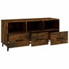 vidaXL TV Cabinet Smoked Oak Engineered Wood, Iron 40.2 x 13.8 x 19.7 in