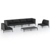 vidaXL Garden Lounge Set Dark Grey, Black Powder-coated steel 7 Piece Set