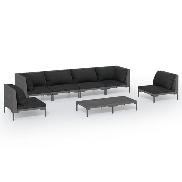 vidaXL Garden Lounge Set Dark Grey, Black Powder-coated steel 7 Piece Set
