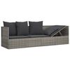 vidaXL Outdoor Lounge Bed Grey Poly rattan, powder-coated steel, fabric