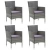 vidaXL Dining Set Grey PE rattan Medium Lightweight 5 Piece Dining Set