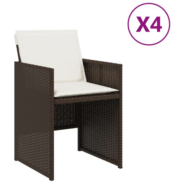 vidaXL Patio Chair Brown Poly Rattan Medium Foldable Patio Chair