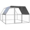 vidaXL Chicken Cage Silver and gray Galvanized steel, Polyethylene Large