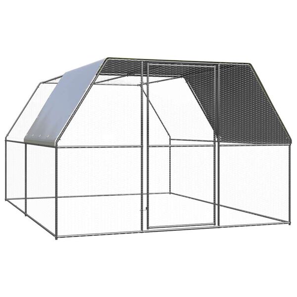 vidaXL Chicken Cage Silver and gray Galvanized steel, Polyethylene Large