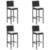 vidaXL Garden Bar Set Black table and chairs with cream cushions