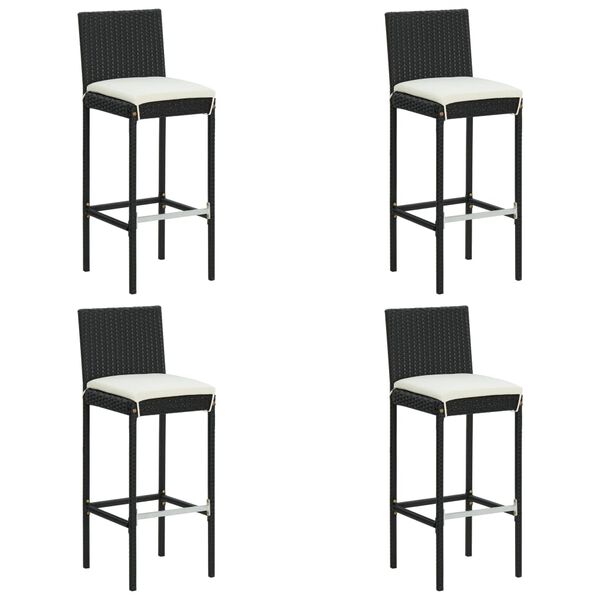 vidaXL Garden Bar Set Black table and chairs with cream cushions