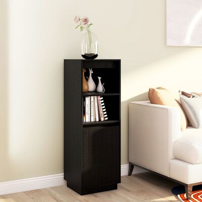 vidaXL Highboard Black 14.6"x13.4"x43.3" Solid Wood Pine