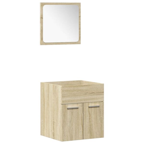 vidaXL Bathroom Furniture Set Sonoma Oak, White Engineered Wood, Ceramic