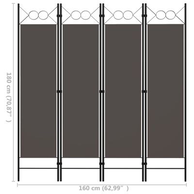 vidaXL 4-Panel Room Divider Anthracite 63"x70.9"