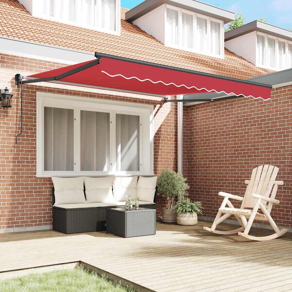 vidaXL Retractable Awning Manual Red 137.80 x 98.43 in
