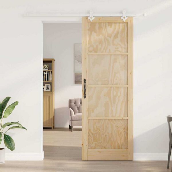 vidaXL Sliding Door Brown 32.68 x 91.34 in Solid Pine Wood