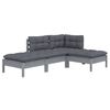 vidaXL 4 Piece Patio Lounge Set with Cushions Solid Pinewood