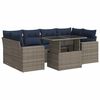 vidaXL 7 Piece Patio Sofa Set with Cushions Gray Poly Rattan Acacia