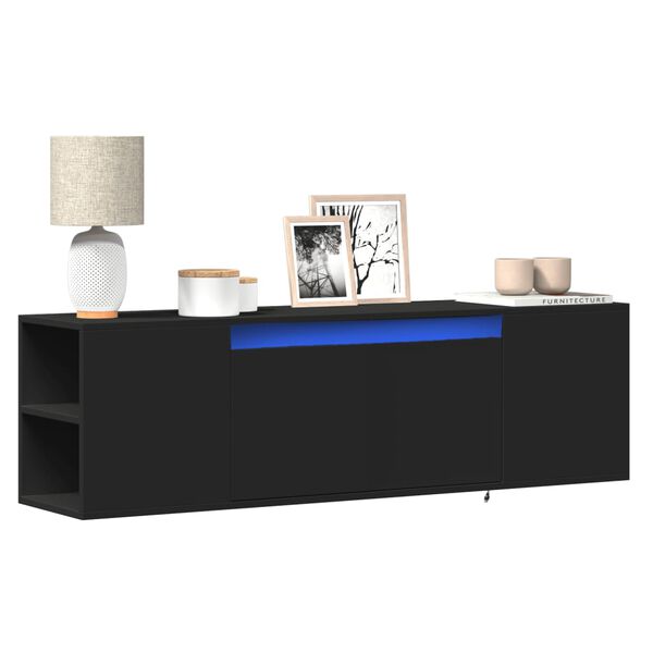 vidaXL TV Wall Cabinet Black Engineered wood 53 in x 12.2 in x 15.6 in
