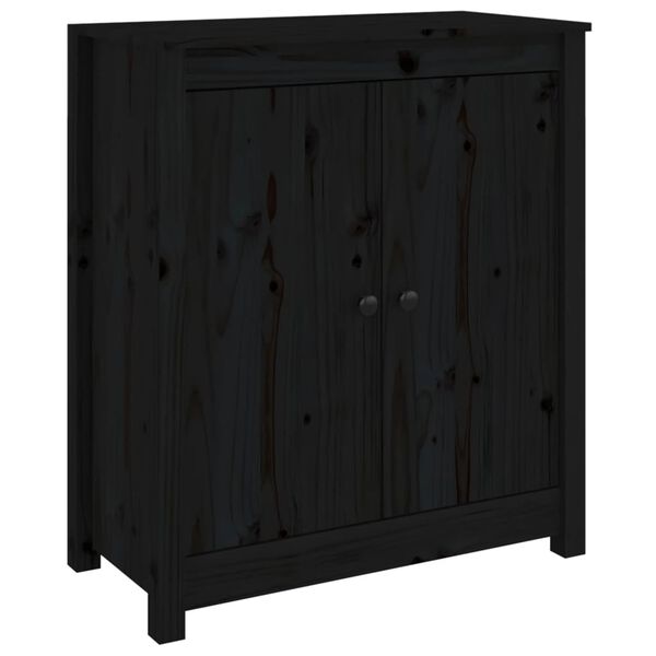 vidaXL Sideboard Set of 2 Black Solid pine wood Medium Sideboard