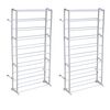 vidaXL Shoe Rack Set of 2 White Plastic with metal struts Compact