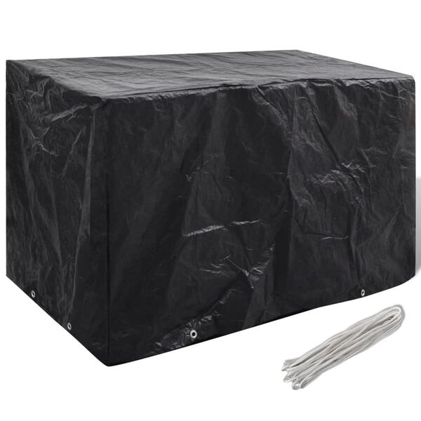 vidaXL Garden Furniture Cover Set of 2 Black Polyethylene Large
